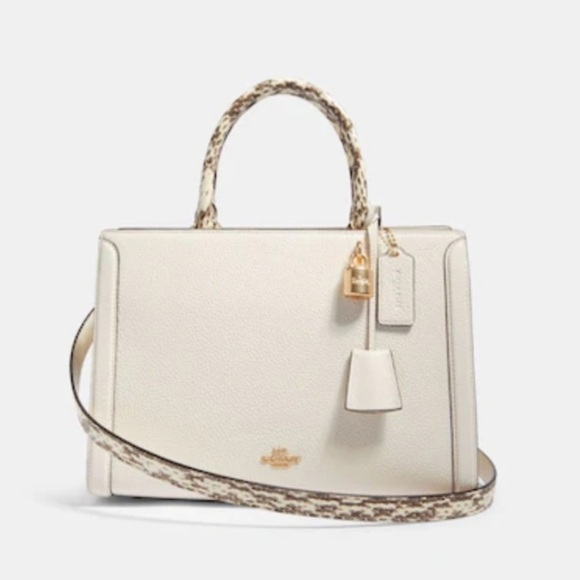 Coach Handbags - COACH Zoe Carryall Purse White 2Way Pebble Leather Medium Sized Authentic